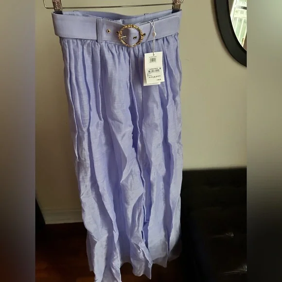 NWT Zimmermann Belted Linen Organza Maxi in Periwinkle Skirt 0 US4 - Picture 4 of 17